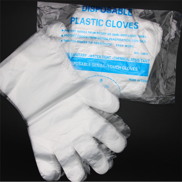 100 PCS / Pack PE Plastic Blocked Disposable Gloves