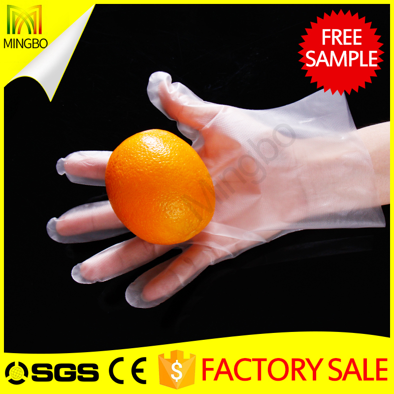Fast Food Oil-proof Clear Blue Cooking PE Gloves In Bags