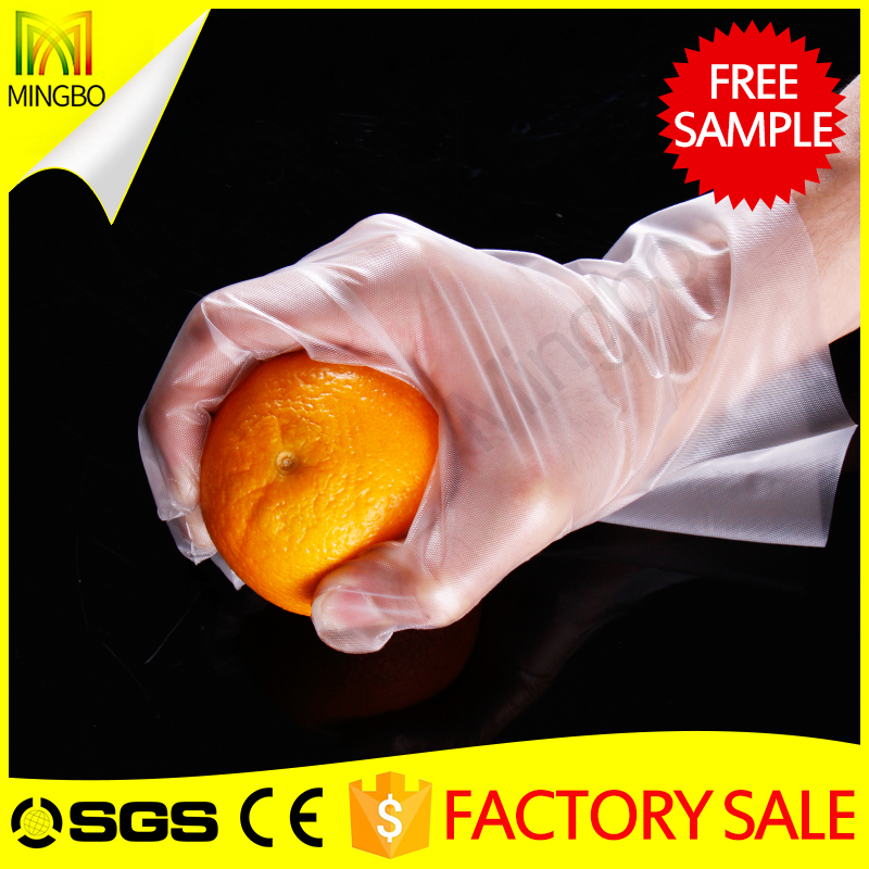 Fast Food Oil-proof Clear Blue Cooking PE Gloves In Bags