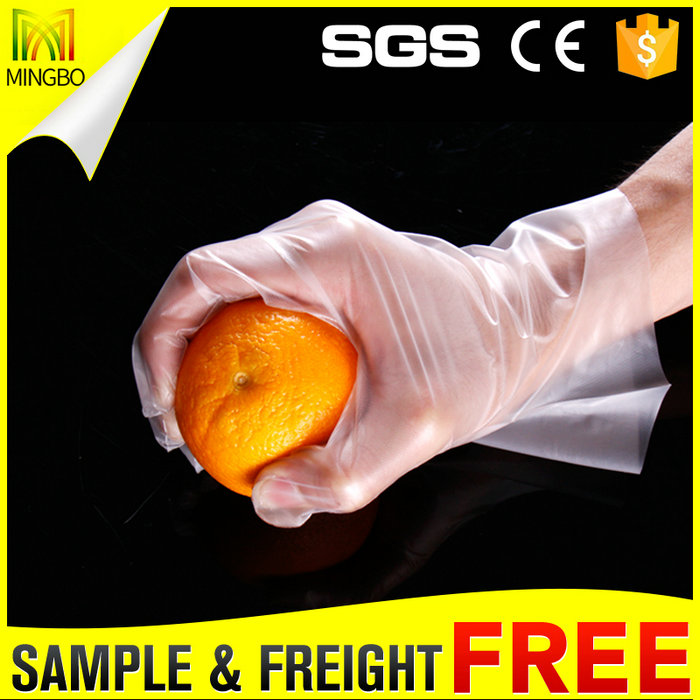 Fast Food Oil-proof Clear Blue Cooking PE Gloves In Bags