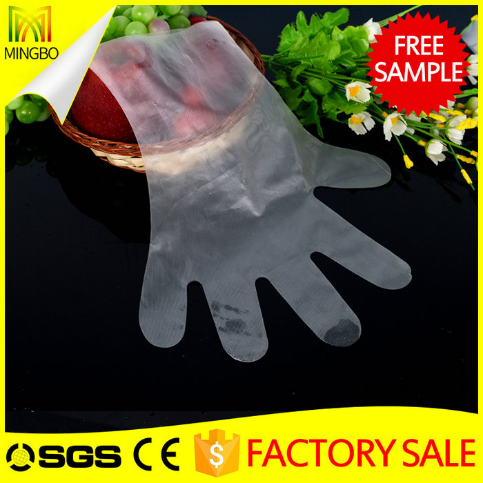 Fast Food Oil-proof Clear Blue Cooking PE Gloves In Bags